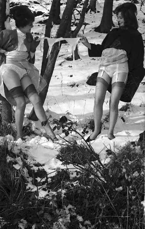 Vintage ladies-white panties and snow! #33602647