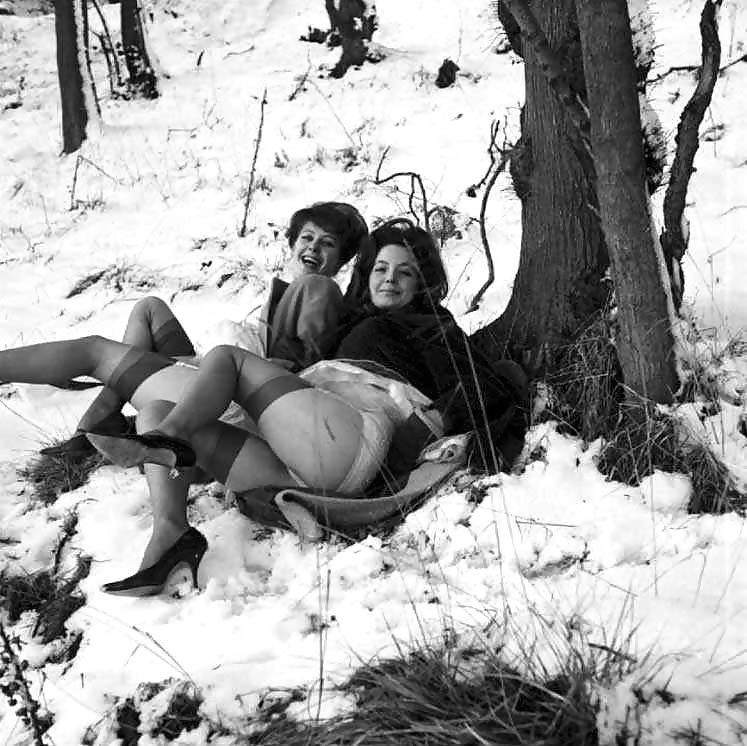 Vintage ladies-white panties and snow! #33602664