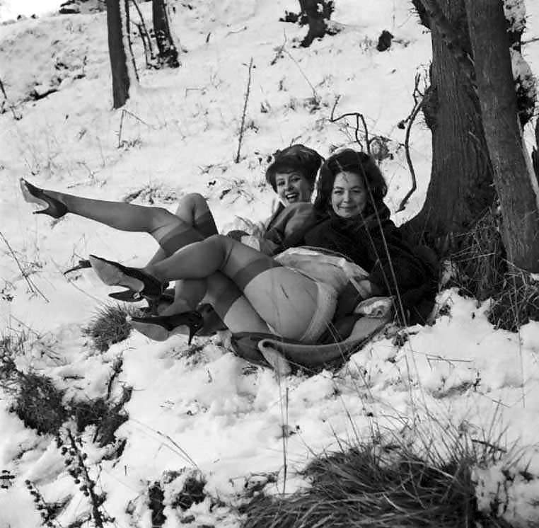 Vintage ladies-white panties and snow! #33602671