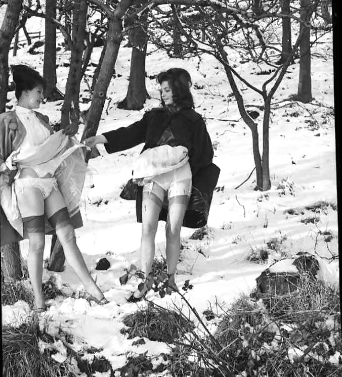 Vintage ladies-white panties and snow! #33602677