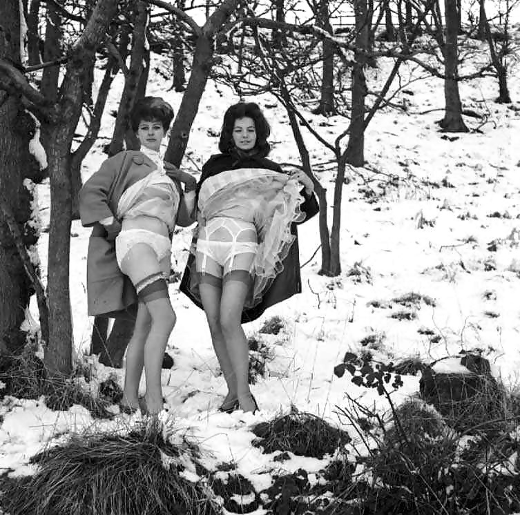 Vintage ladies-white panties and snow! #33602684