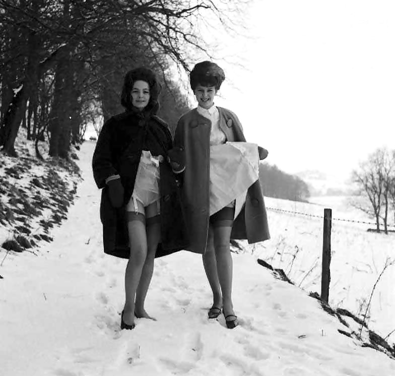 Vintage ladies-white panties and snow! #33602687