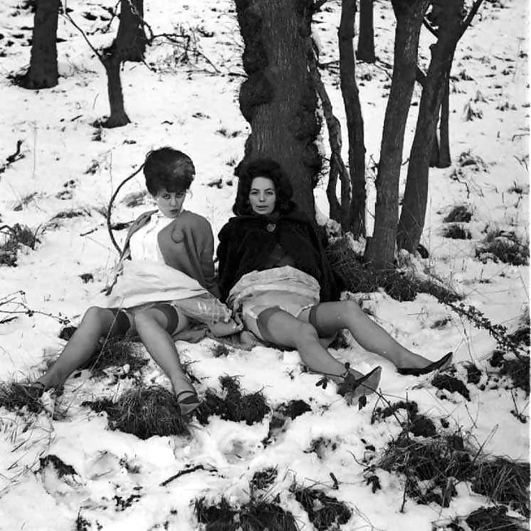 Vintage ladies-white panties and snow! #33602696