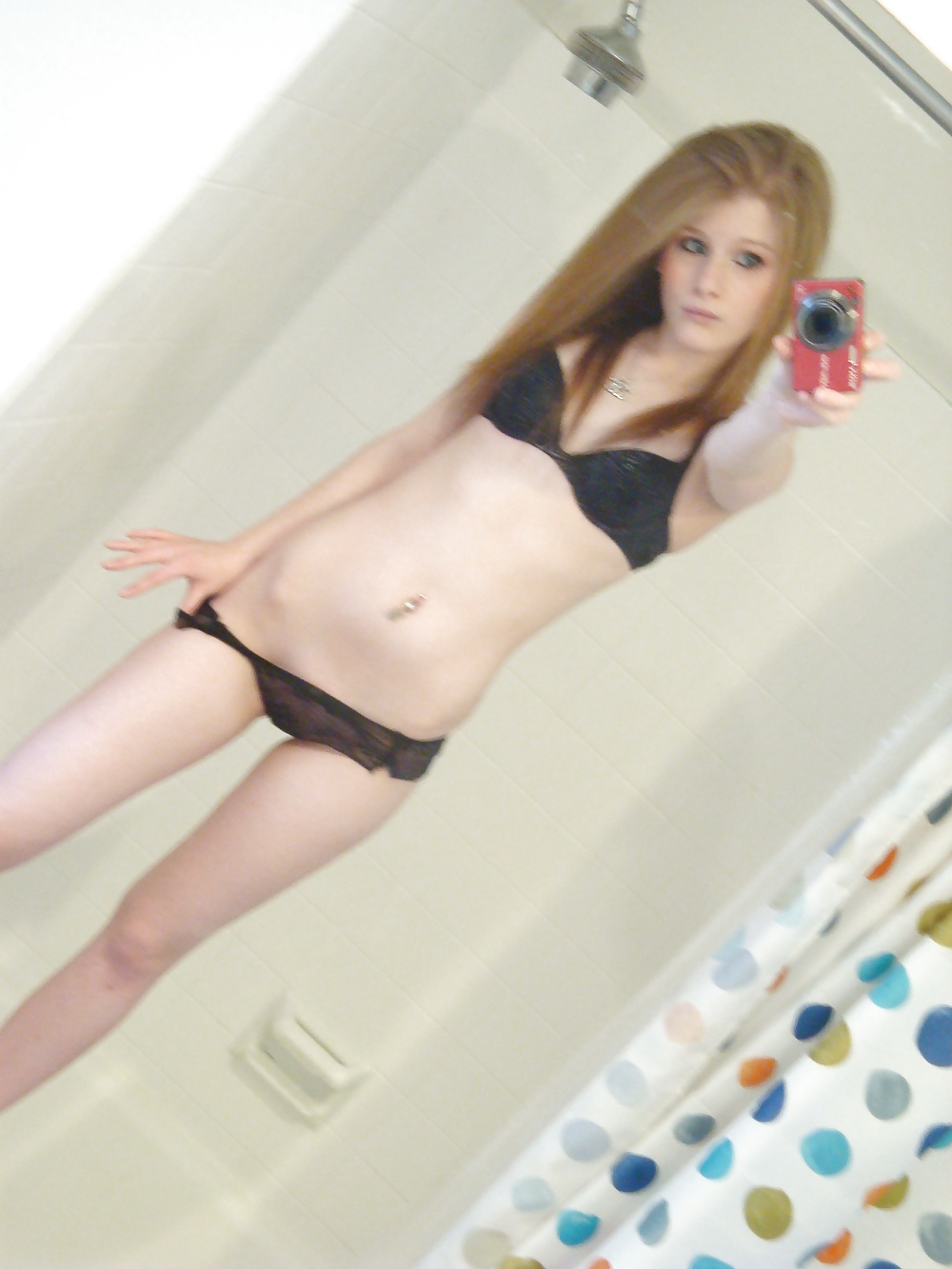 Young Skinny Girl Selfshots in Bath Room #41079636