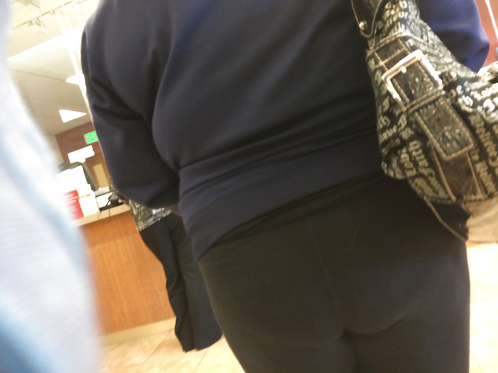 Candid butts at grocery store and bank #32157538