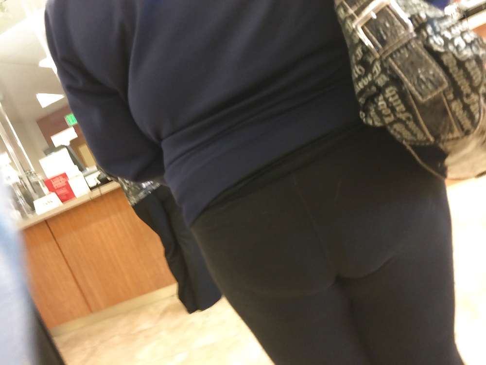 Candid butts at grocery store and bank #32157539