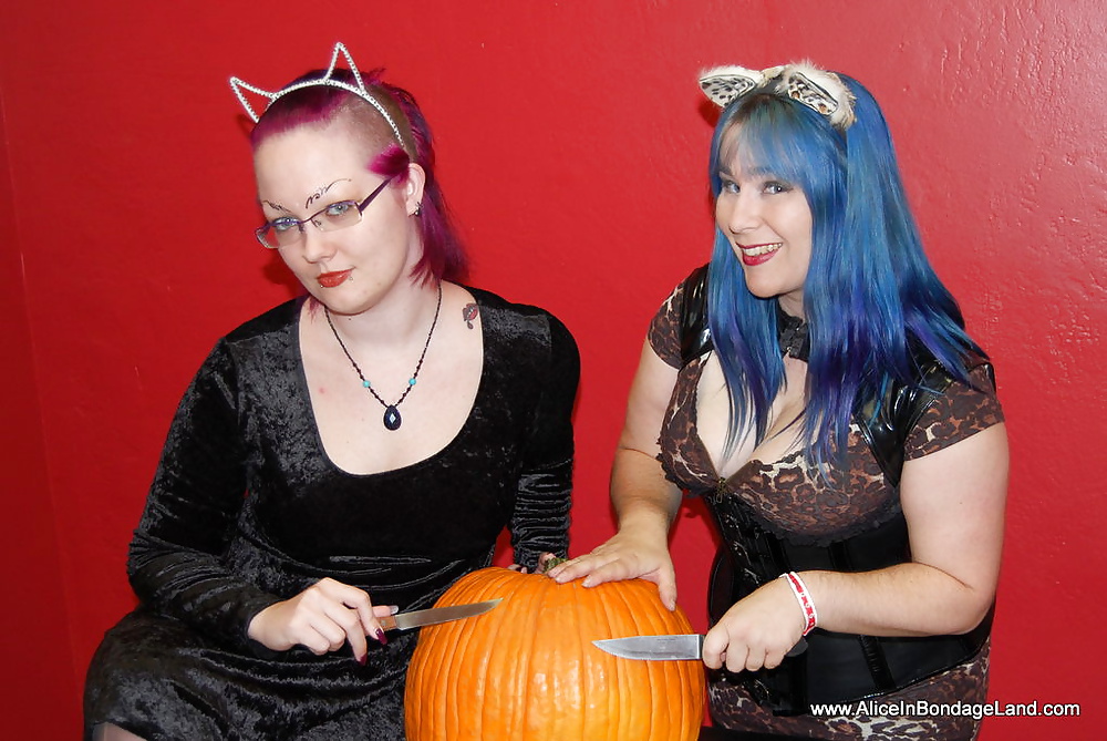 Halloween Pumpkin Fucking Sissy Humiliation FemDom Threesome #30146543