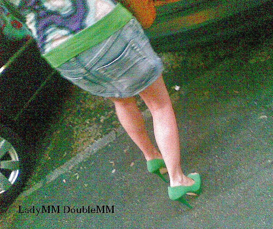 LadyMM Italian Milf Public walk Green HIGH hell foot fetish #37791774