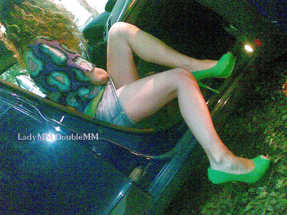 LadyMM Italian Milf Public walk Green HIGH hell foot fetish #37791789