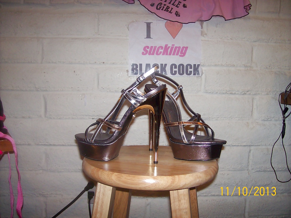 Platform stiletto heels to tease and get fucked by BBCs in. #25209167