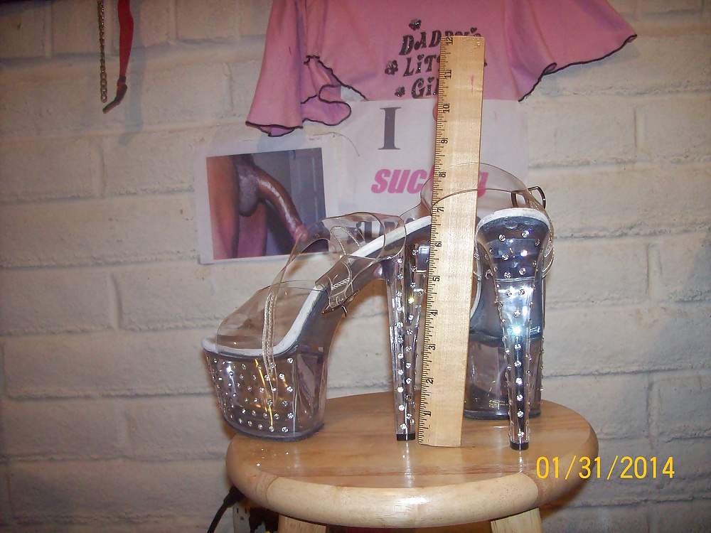 Platform stiletto heels to tease and get fucked by BBCs in. #25209217