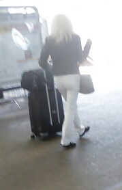 Blonde Milf in Tight White Jeans White Levi's #28367708