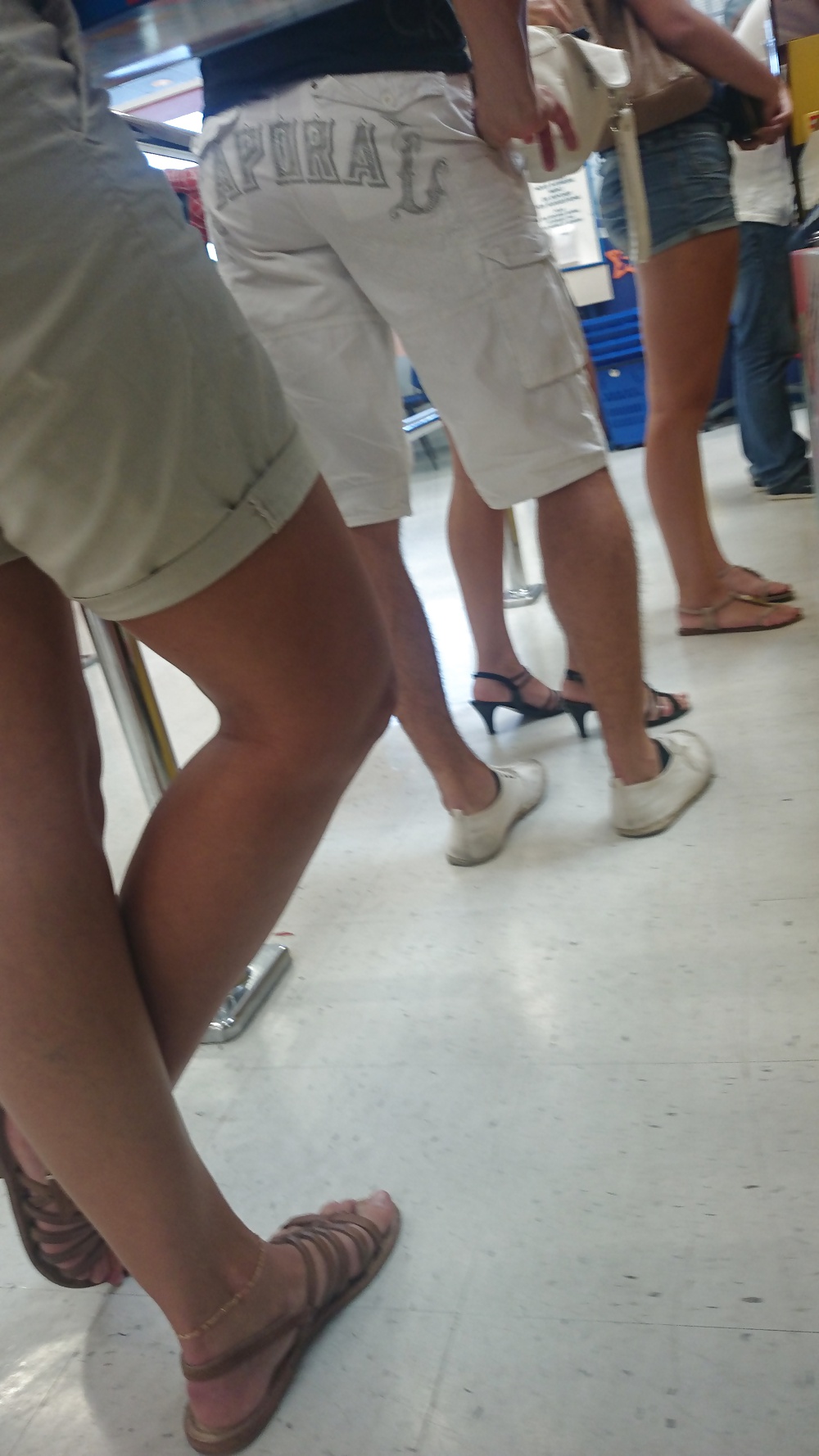 Candid heels feet and legs in supermarket #32752931