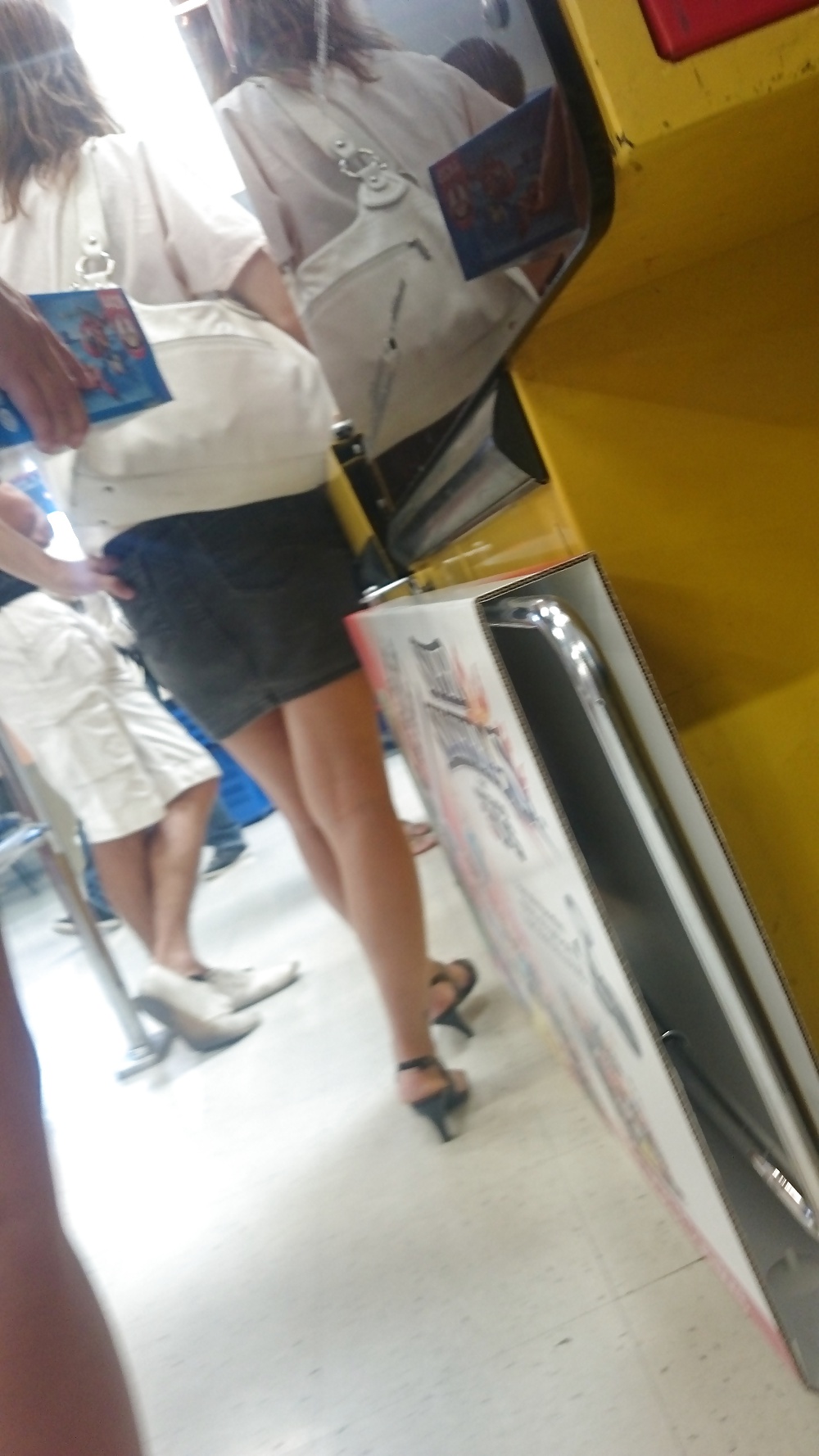 Candid heels feet and legs in supermarket #32752939