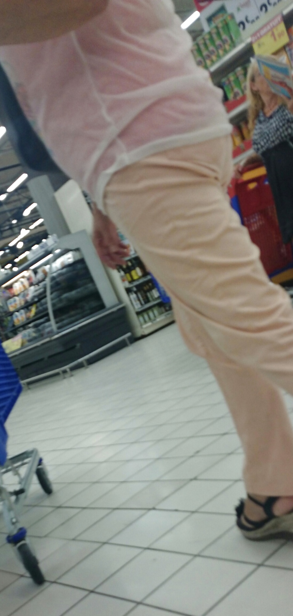 Candid heels feet and legs in supermarket #32752986
