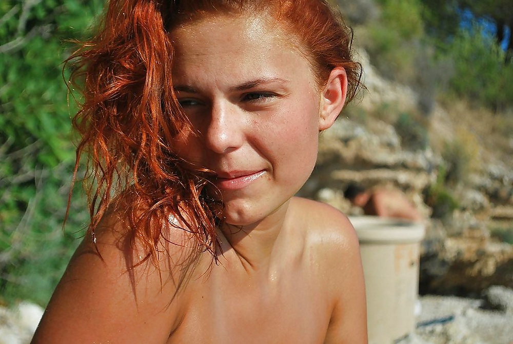 Busty redhead at the beach #33374946