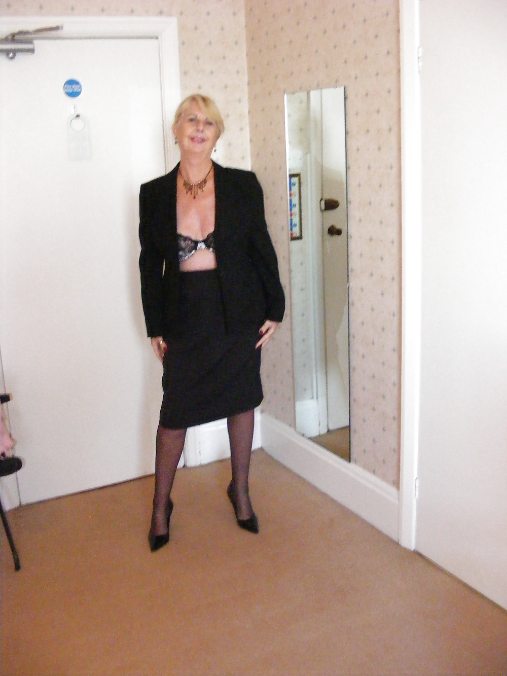 Hot granny's hotel stockings and heels job interview strip! #38631692