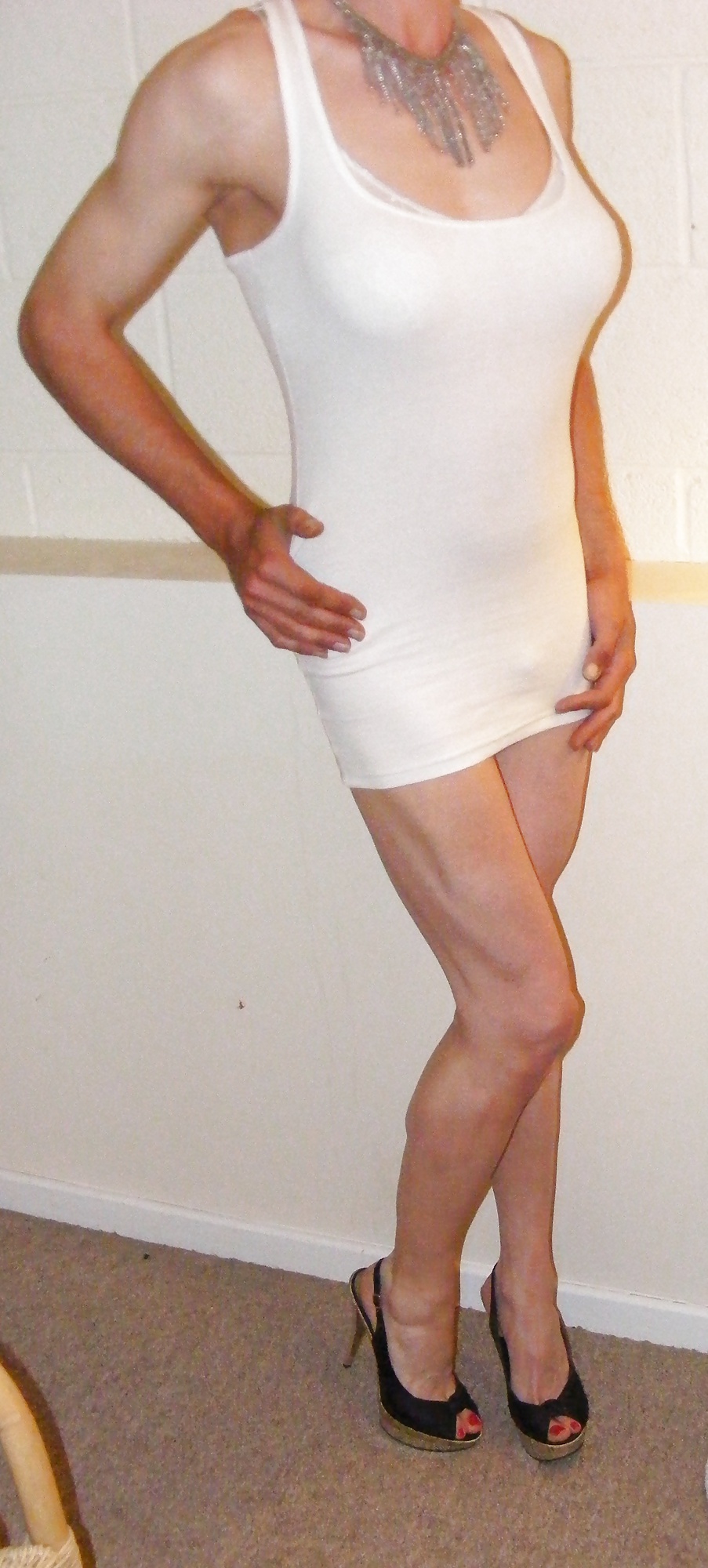 White dress, hot heels and a big dildo #26698856