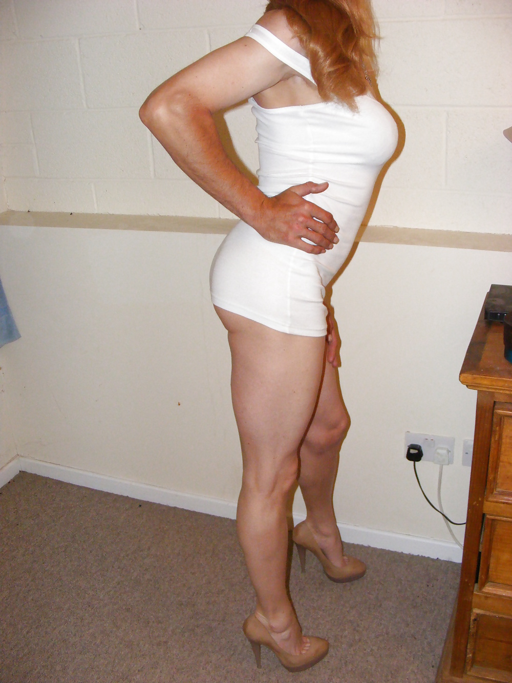 White dress, hot heels and a big dildo #26698935