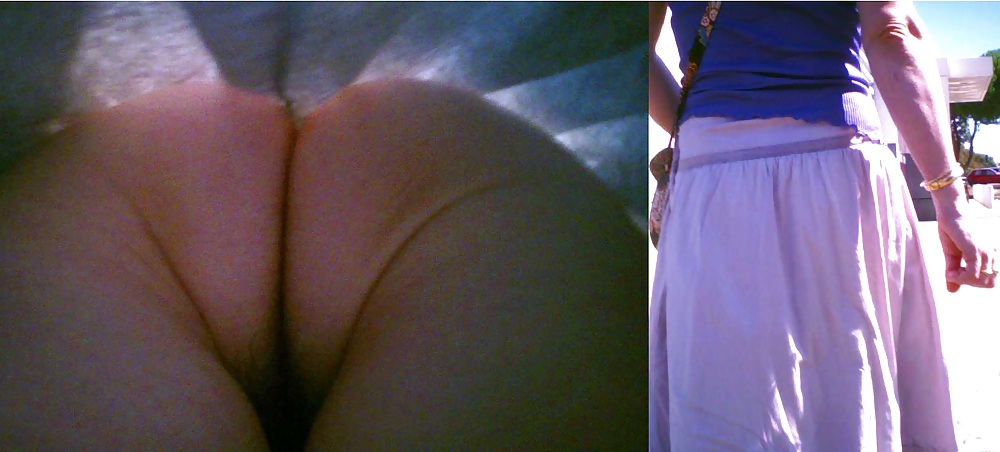Surprise upskirt : panties less under the pleated dress  #23174171