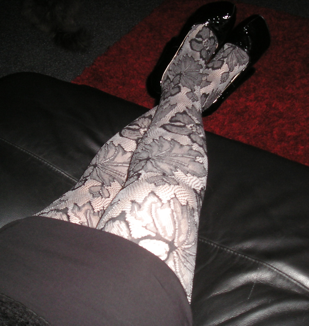 My girlfriend wearing flowery lacy tights pantyhose  #39264253