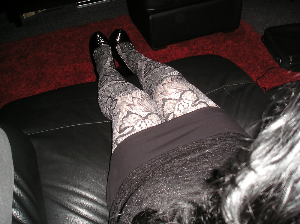My girlfriend wearing flowery lacy tights pantyhose  #39264263