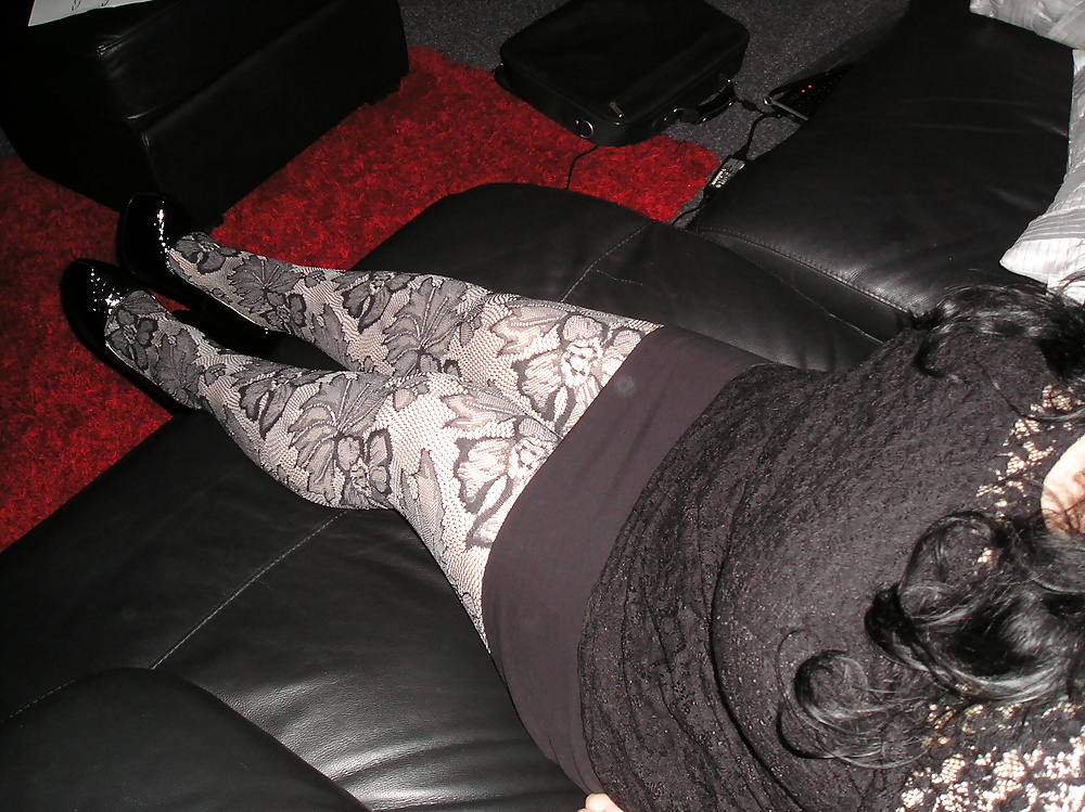 My girlfriend wearing flowery lacy tights pantyhose  #39264276