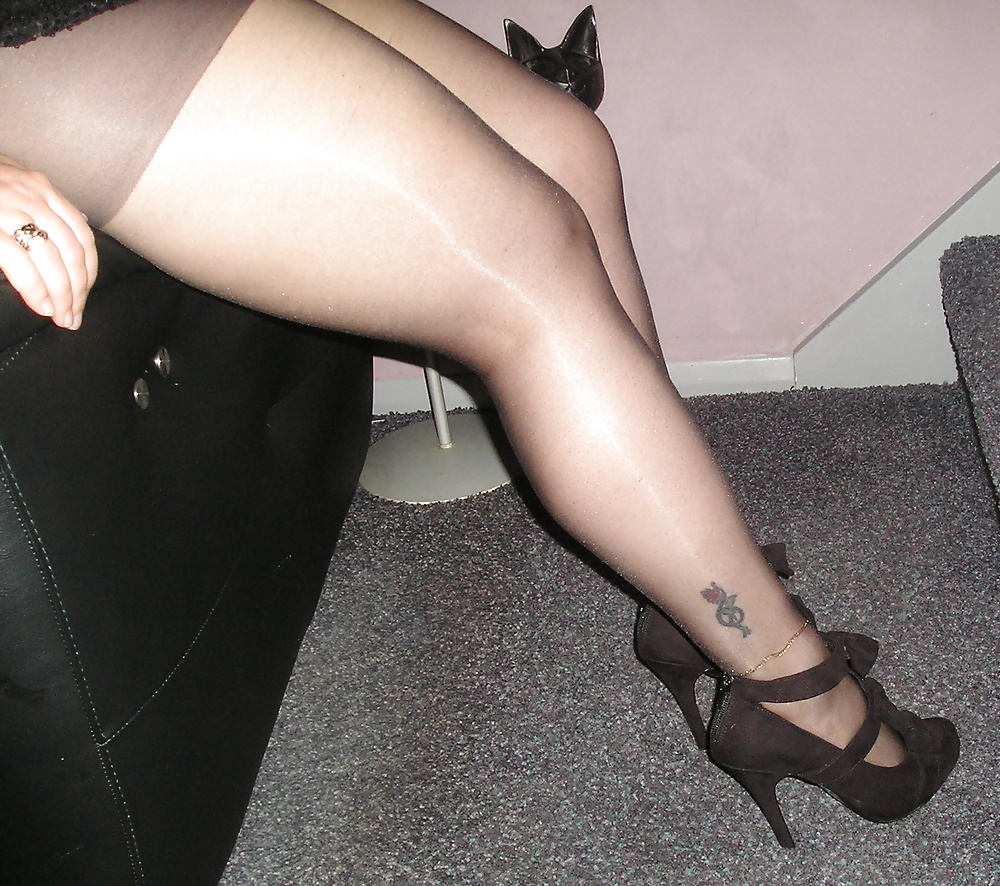 Tasha's black gloss tights pantyhose and heels
 #28766850