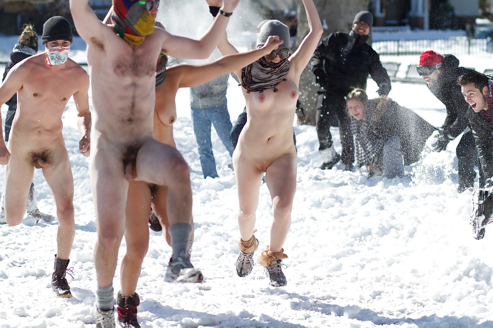 Naked running in the snow #39355216