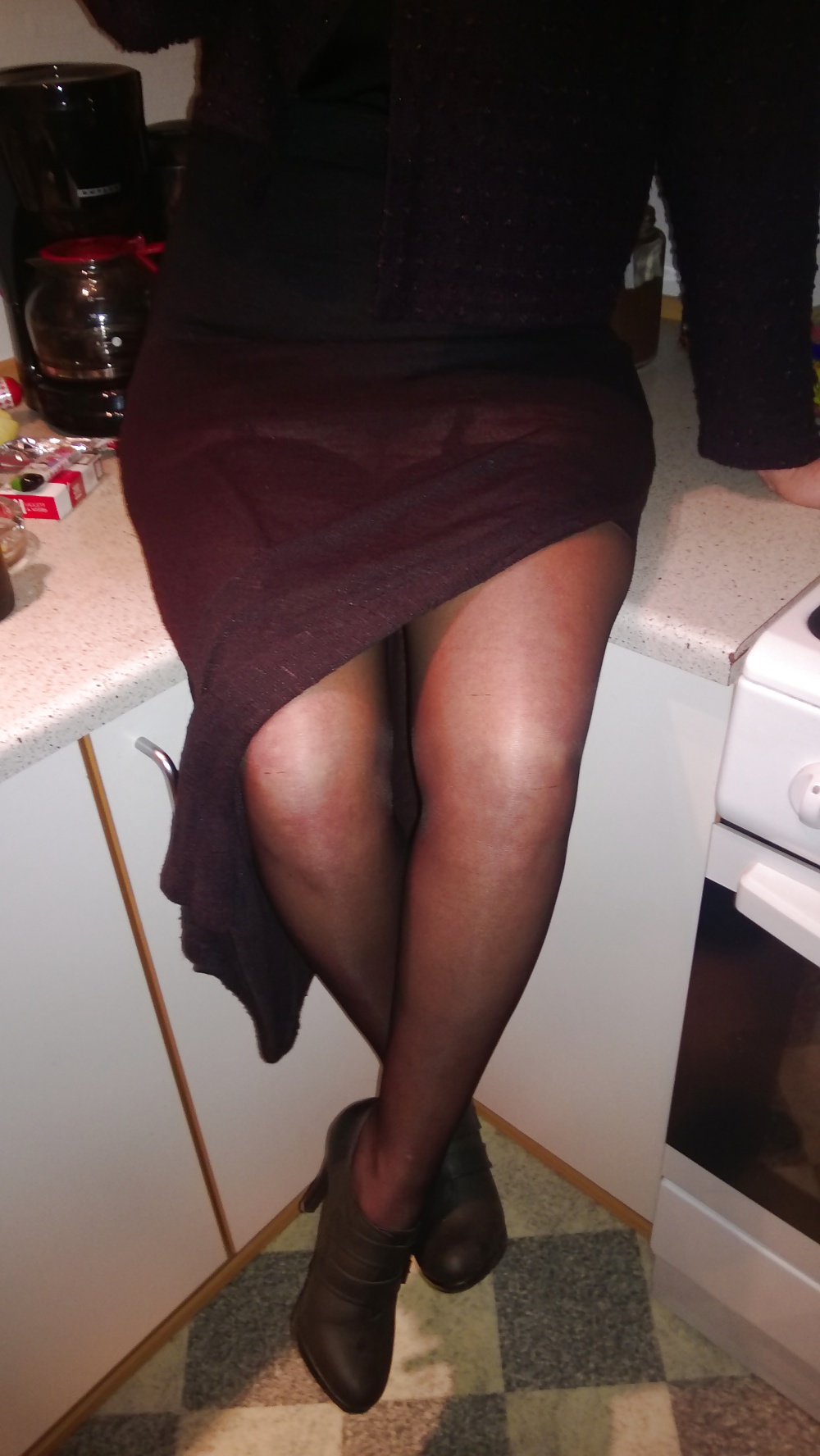 See through skirt and black stockings #36550531