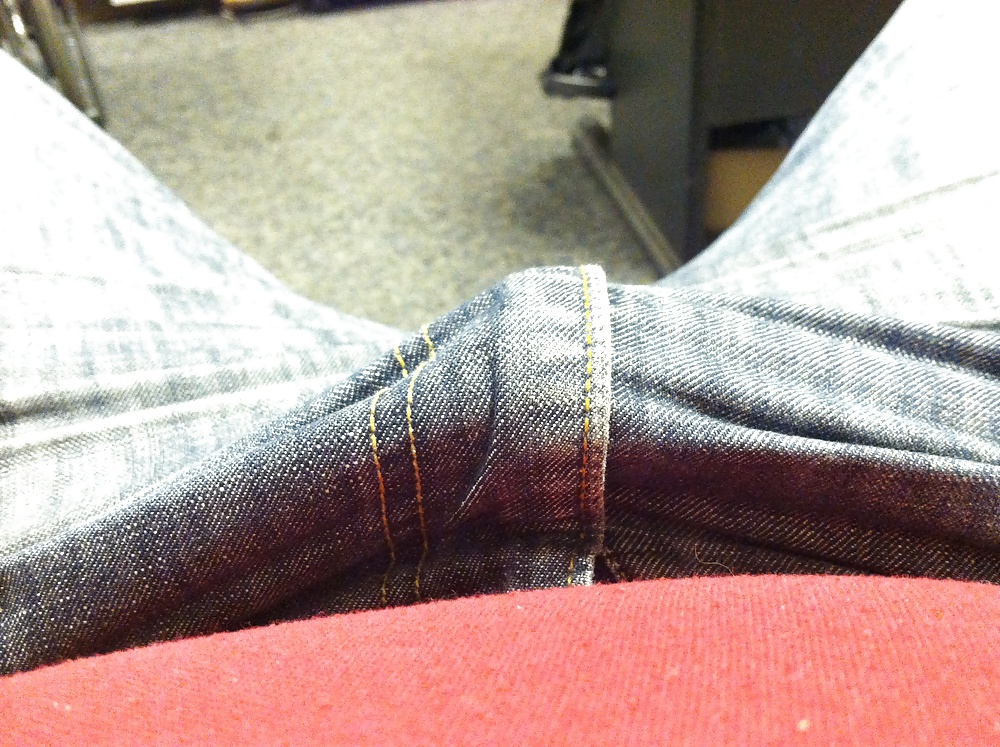 Hard cock in my jeans, big balls in my hand #38707480