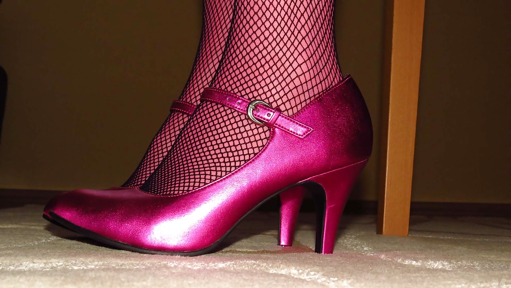 Pretty in Pink 1 Pink Pantyhose and Black Fishnets #25154710