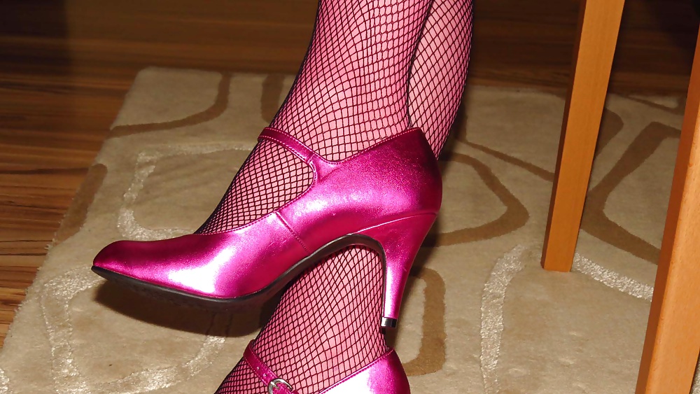 Pretty in Pink 1 Pink Pantyhose and Black Fishnets #25154731
