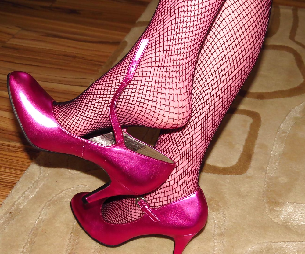 Pretty in Pink 1 Pink Pantyhose and Black Fishnets #25154735