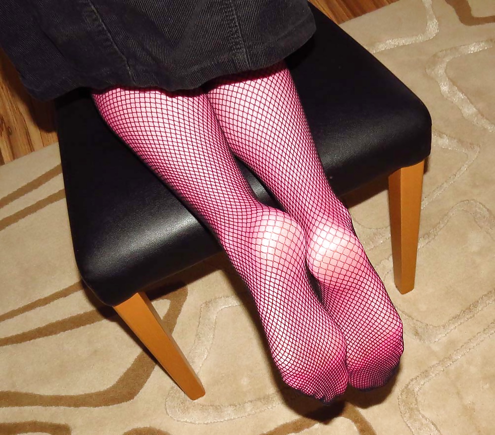 Pretty in Pink 1 Pink Pantyhose and Black Fishnets #25154837