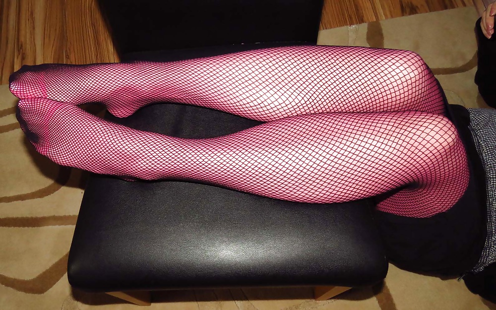 Pretty in Pink 1 Pink Pantyhose and Black Fishnets #25154860