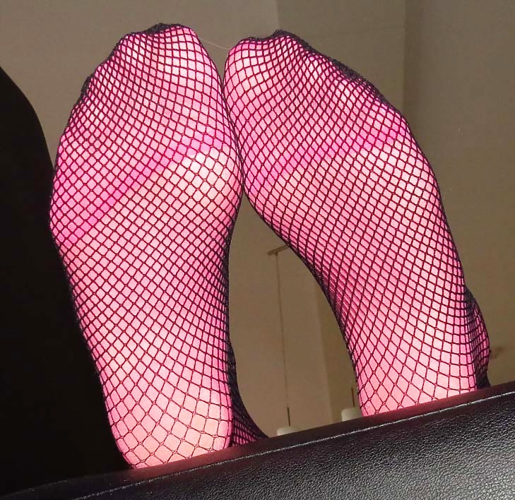 Pretty in Pink 1 Pink Pantyhose and Black Fishnets #25154865