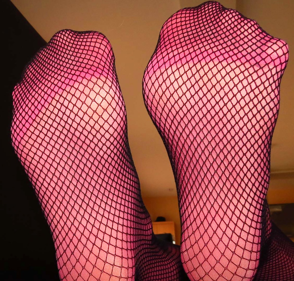 Pretty in Pink 1 Pink Pantyhose and Black Fishnets #25154869