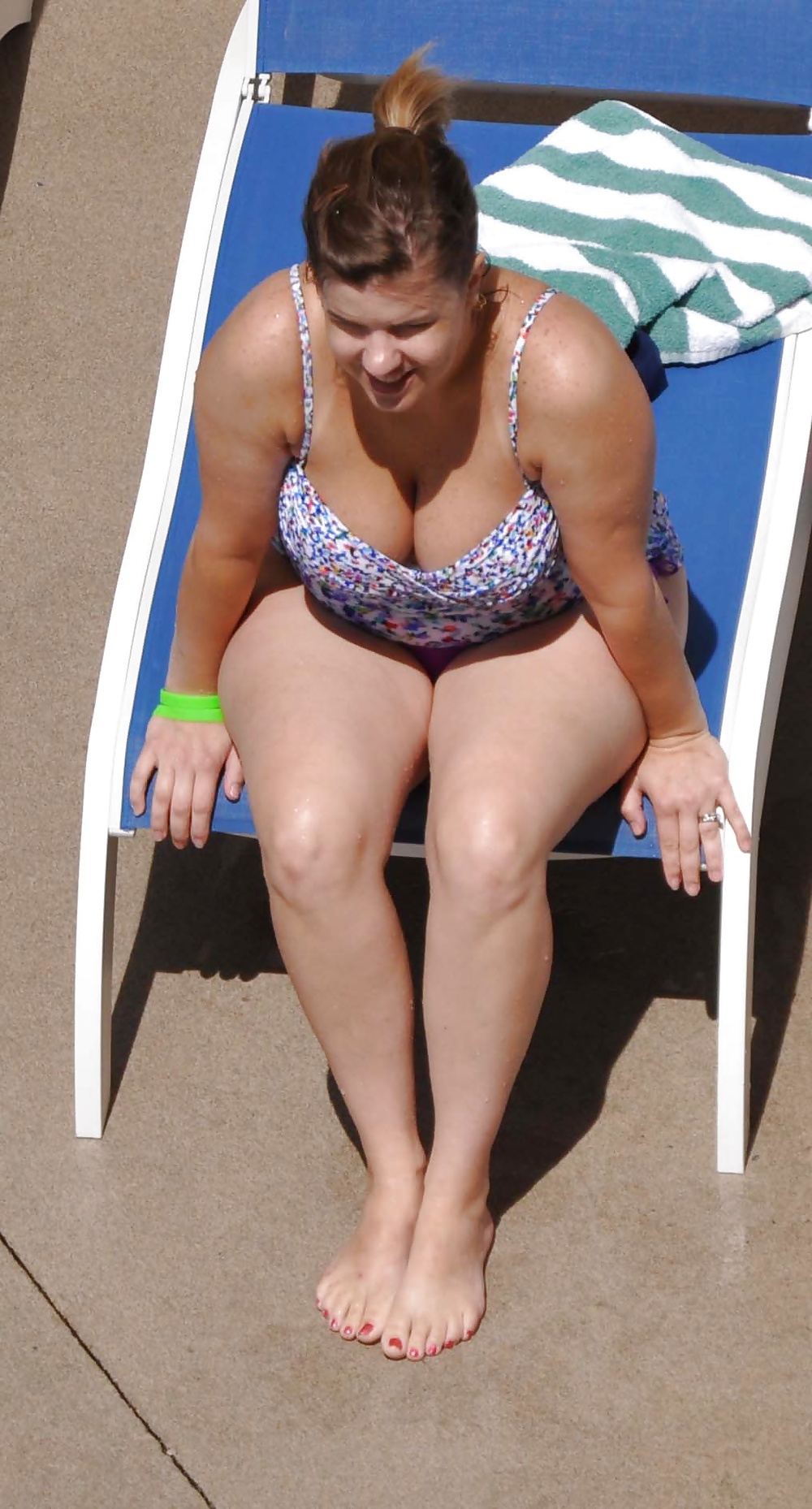 Candid MILF Mom Fat Tits Ass by Pool #39786178