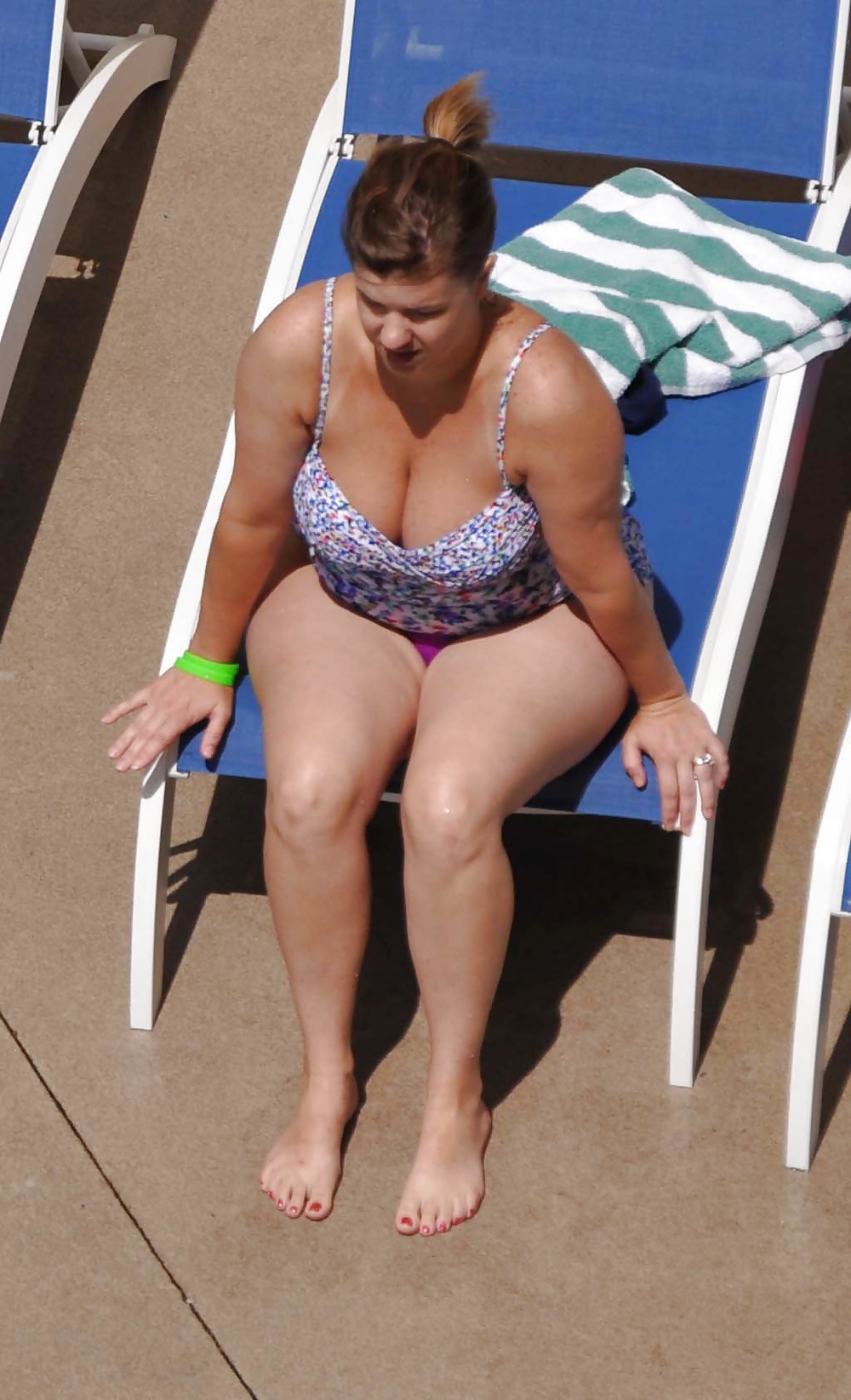 Candid MILF Mom Fat Tits Ass by Pool #39786400