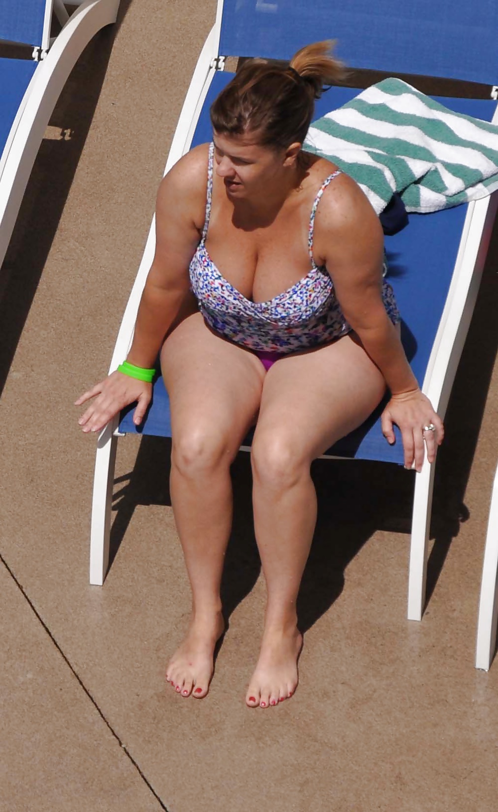 Candid MILF Mom Fat Tits Ass by Pool #39786415