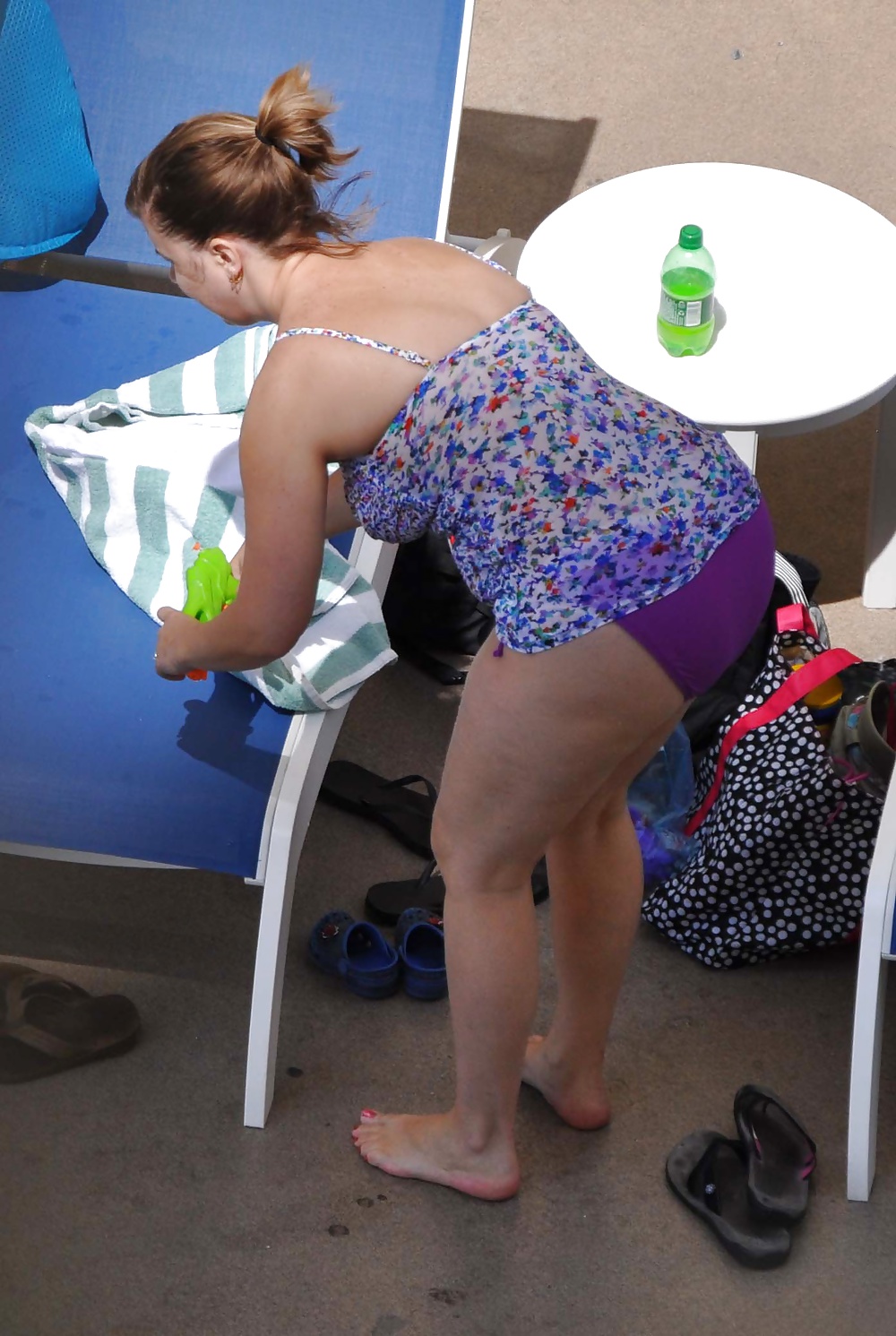 Candid MILF Mom Fat Tits Ass by Pool #39786456