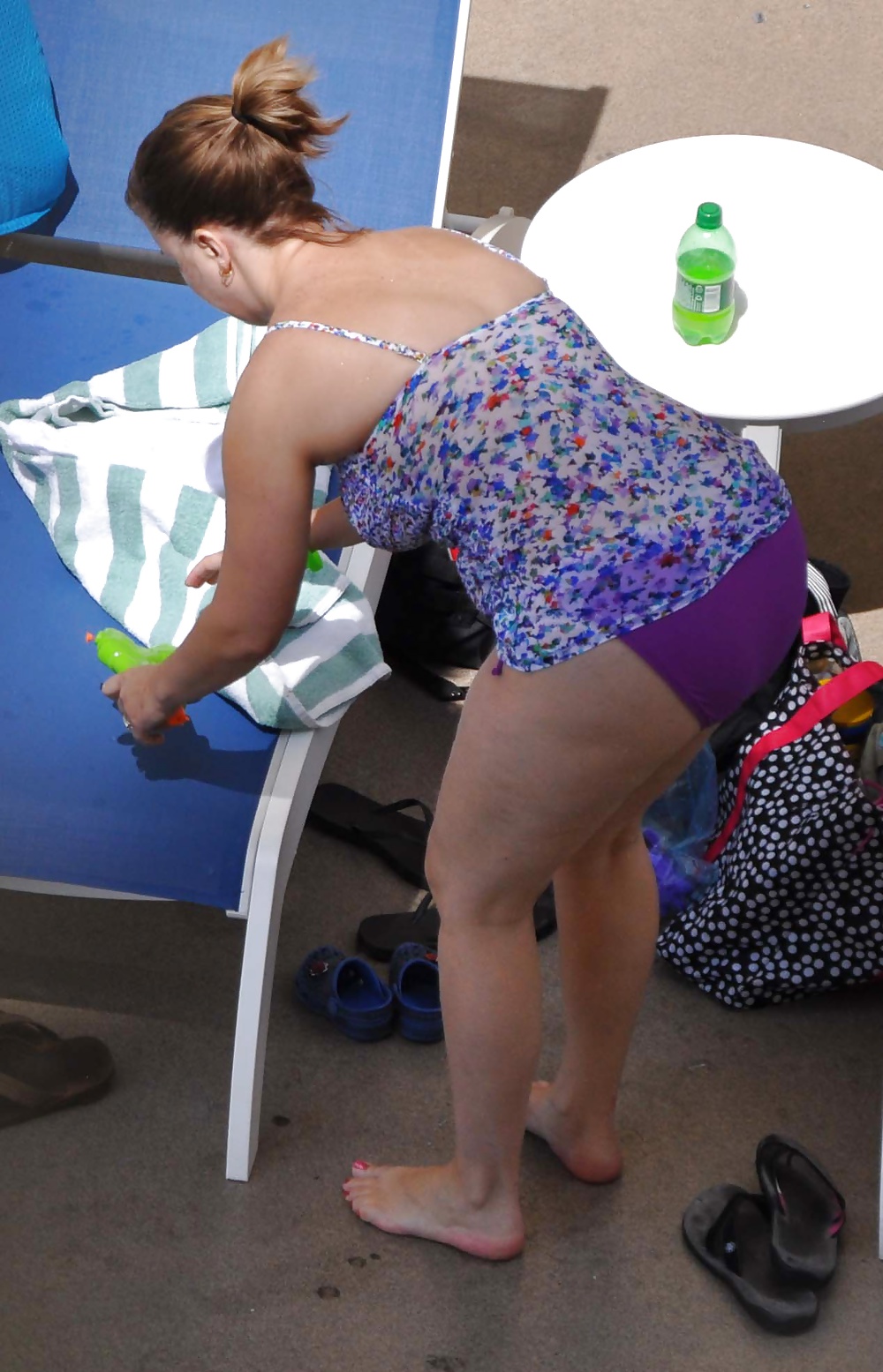 Candid MILF Mom Fat Tits Ass by Pool #39786470