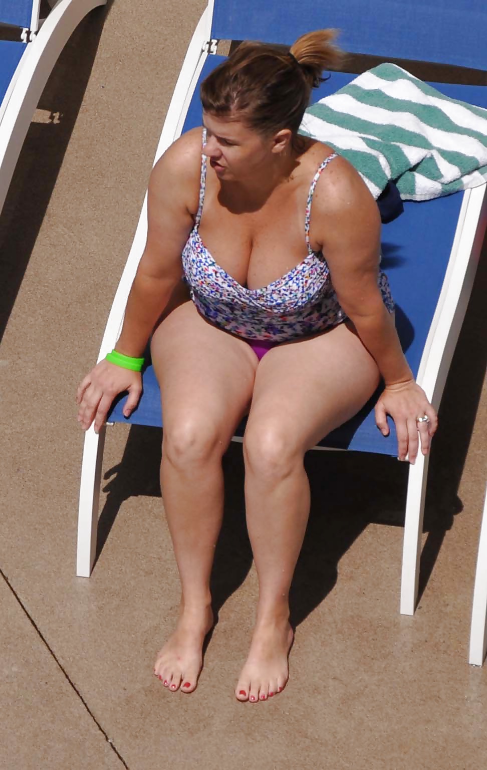 Candid MILF Mom Fat Tits Ass by Pool #39786524