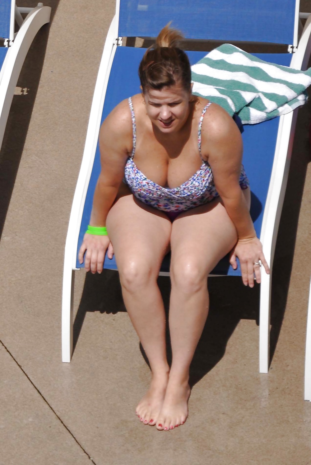 Candid MILF Mom Fat Tits Ass by Pool #39786566