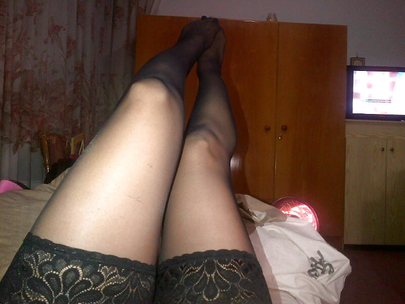 My GF Legs Feet & Black Stockings #26362041