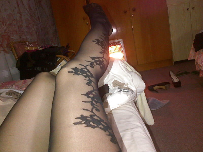 My GF Legs Feet & Black Stockings #26362116