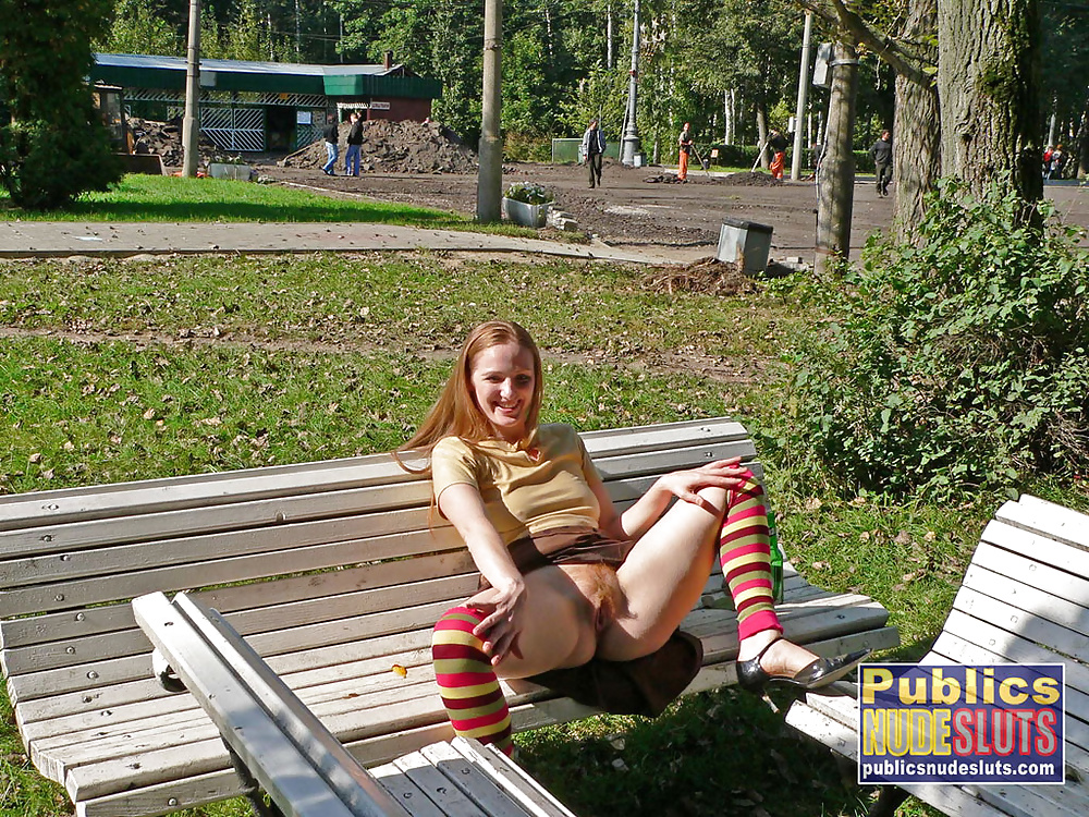 Bottomless and Hairy on a Bench #32192229