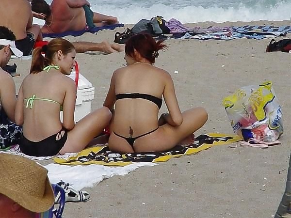 Public Amateur Thong Bikini ass and Tits on beach and pool #24011055