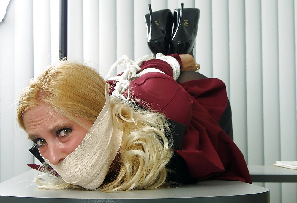 Hot Blonde Secretary Hogtied and Gagged in the office #27087386